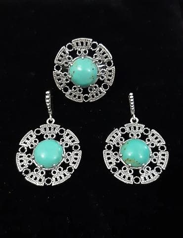 серебряные украшения из турции: Дизайнерский серебряный комплект с натуральной бирюзой.Производство — 2