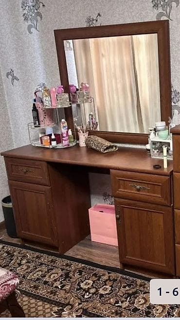 Спальные гарнитуры: Спальный гарнитур, Б/у, Двуспальная кровать, Шкаф, Комод, Россия, Самовывоз, цвет - Коричневый — 6