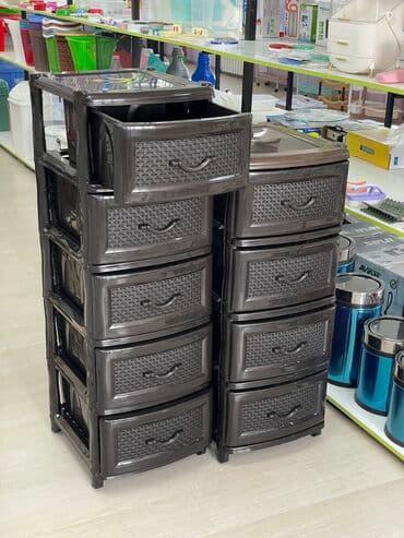 Комод узкий «Эконом» 4 полки и 5 полок РуссПласт🇷🇺 4 секции -