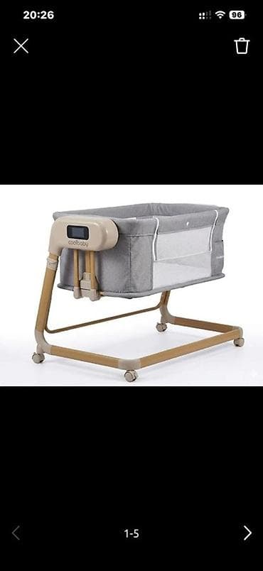люлька для коляски: Детская приставная кроватка, С колесиками, цвет - Серый — 1