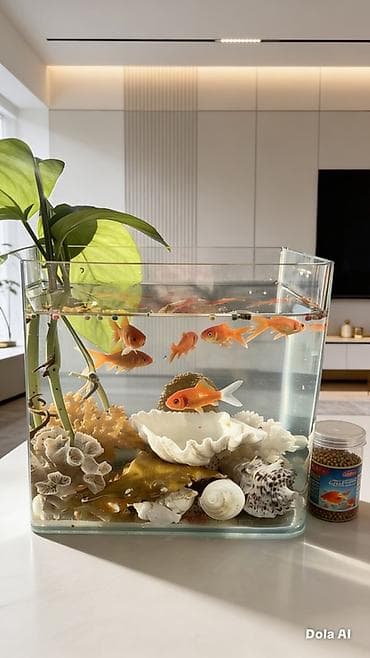 Золотых рыбок🐟5-6 шт - Стильный прямоугольный аквариум из прозрачного