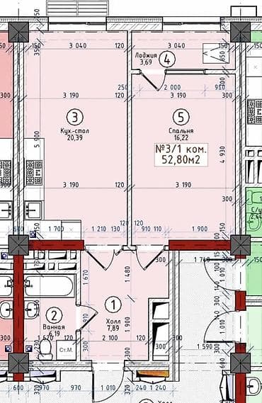 Продажа квартир: 2 комнаты, 53 м², Элитка, 10 этаж, ПСО (под самоотделку) — 4