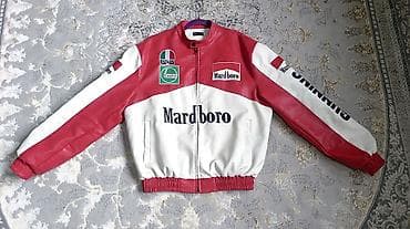 Джинсы: Куртка-байкер из искусственной кожи в стиле ретро-гонок — 1