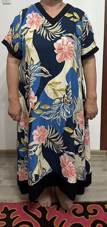 Повседневное платье, Лето, Длинная модель, Вискоза, Прямое, XL, 2XL
