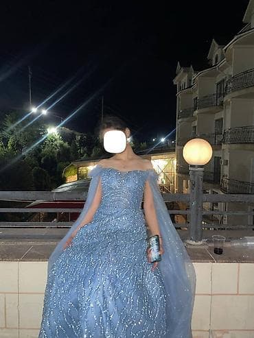 платья выпускной: Вечернее/выпускное платье принцессы в нежно-голубом цвете. - Силуэт — 1