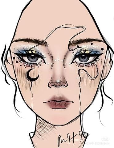 Креативные face chart-эскизы для визажистов и художников по гриму -