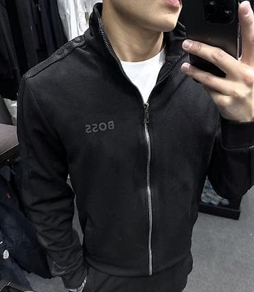 soft shell: Мужская спортивная толстовка на молнии BOSS. Двойка - Цвет: черный — 1