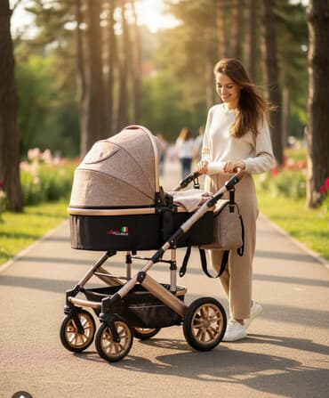 Коляска, цвет - Золотой, Новый