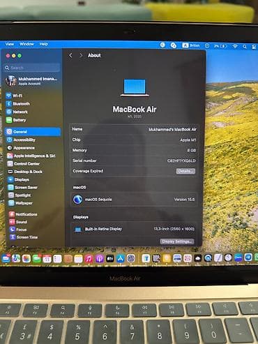 macboo: MacBook Air 13.3" (Retina 2560×1600), цвет Gold. Чип Apple M1 — 8