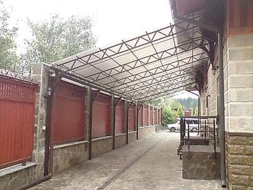 зонтик навес: Навес, Односкатный, Металл, Профнастил, Установка — 9