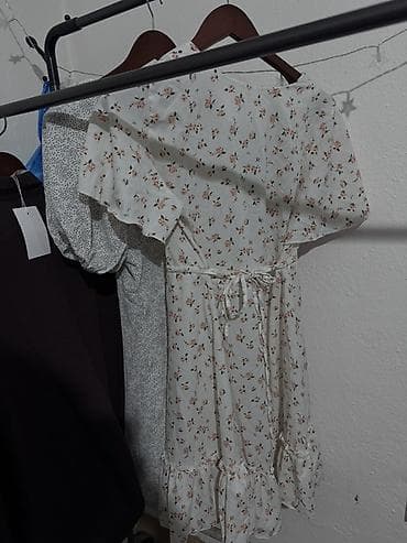 Женская одежда: Повседневное платье, Лето, Короткая модель, M, L — 2