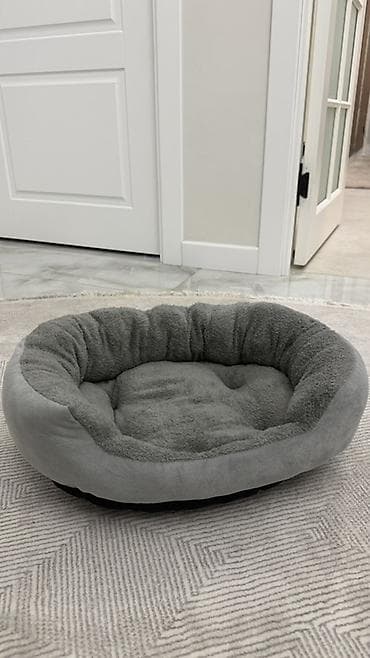 Матраска арналган каптамалар жана топперлер: Мягкая лежанка для собак/кошек, круглая, серого цвета. - Размер — 1
