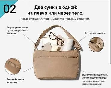 Классическая сумка, Uniqlo, Япония, Материал: Полиэстер, Регулируемый ремень, Унисекс, Новый — 2