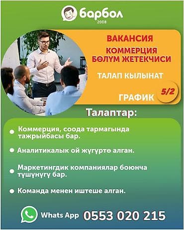 Сатуулар: Вакансия: Руководитель коммерческого отдела (коммерция/торговля) — 1