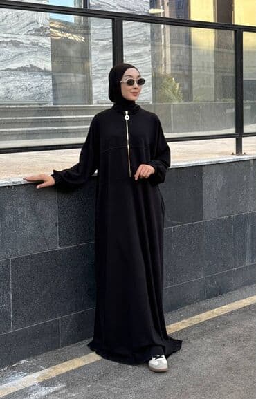 домашние одежды: Повседневное платье, Осень-весна, Длинная модель, Оверсайз, Стандарт — 1