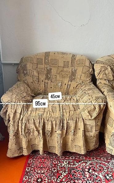 паталь: Комплект мягкой мебели, Б/у, Самовывоз, Платная доставка, цвет - Бежевый — 4