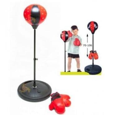 купить надувной батут для бизнеса: Детская боксерская груша с перчатками Напольный детский боксерский — 3