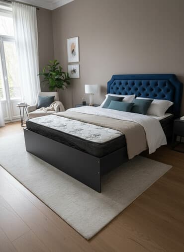 Двуспальная кровать, Новый, С матрасом, длина - 2000 см at lalafo.kg Двуспальная кровать, Новый, С матрасом, длина - 2000 см