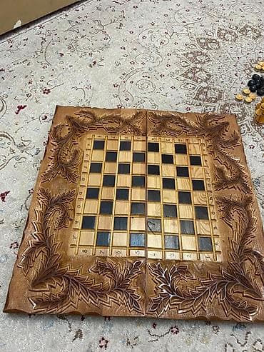 реска тв: Шахматы, нарды, кара жыгач жаны, колго жасалган, шикарный для — 4