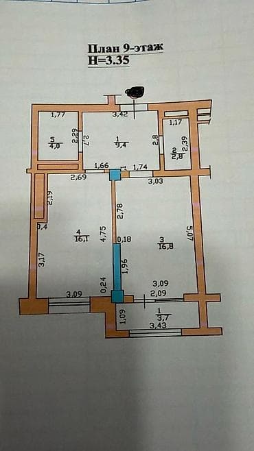 real sight: 1 комната, 54 м², Элитка, 9 этаж, Готовая ПСО (под самоотделку) — 9