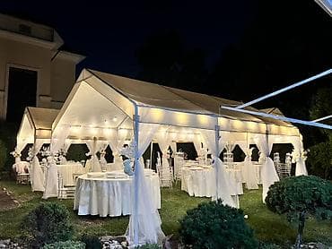 Изоляциялык материалдар: Аренда уличных шатров для мероприятий - Белые модульные шатры с — 2