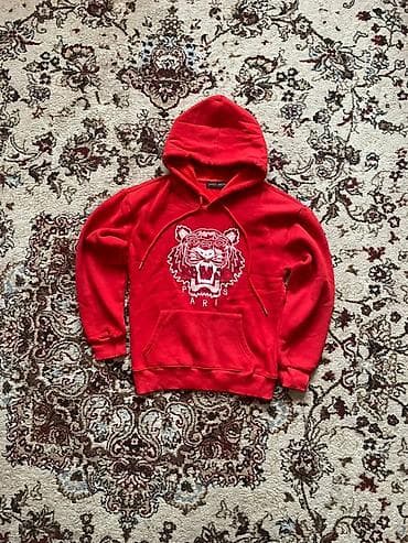 начес: Красное худи с вышивкой тигра Kenzo Paris - Яркий красный цвет - — 1