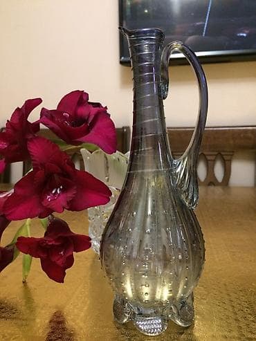 Идиш-аяк: Кувшин стеклянный, 26 см Цвет-серый, переход цвета от светлого к — 1