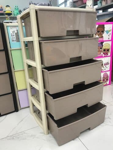 прикроватные тумбочки размеры: Комод для одежды, Новый, Без зеркала, Пластик, цвет - Бежевый, Платная доставка — 5