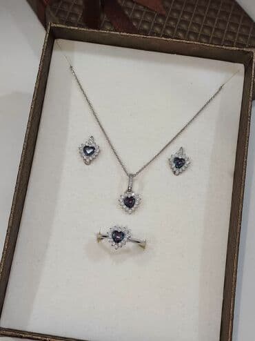 набор пандора: Серебряный Набор+ Цепочка Сердочка Дизайн под Пандора Размеры — 1