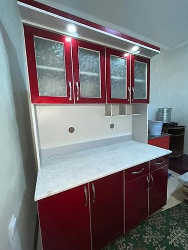 Стол жана отургуч комплекттери: Ашкана гарнитуру, түсү - Кызыл, ДСП — 1