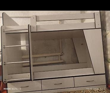 зимние обувь: Двухъярусная детская кровать, ЛДСП, цвет - Белый — 2