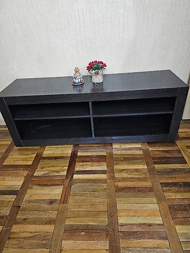 буу мебелдер: Телевизордун шкаф жана стенди, Полго орнотулма, МДФ, Өзү алып кетүү, түсү - Күрөң — 1