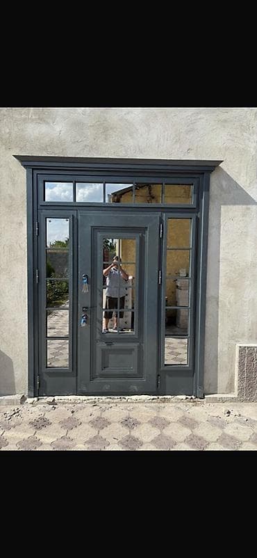 дверь наружная: Двери для домов и квартир, Металлическая, Одностворчатая, Со стеклом, цвет - Серый — 6