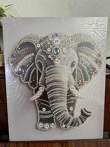 алмазная мазайка: Алмазная мозаика «Слон» на подрамнике размер 40*50 - Картина-основа — 1