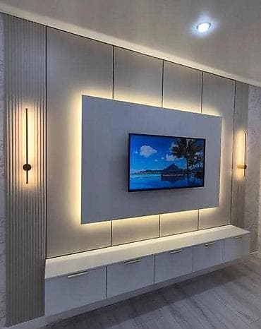 Тумба и подставка для телевизора, Подвесная, МДФ, цвет - Серый