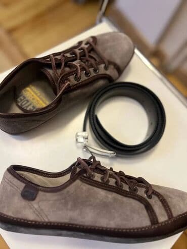 фирменная обувь из италии: Замшевые кеды - Кеды из мягкой серо-бежевой замши с темно-коричневой — 2