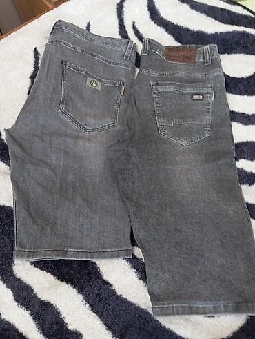 джинсы на высокой посадке: Джинсовые шорты, серый деним, классическая посадка. - Длина до — 1