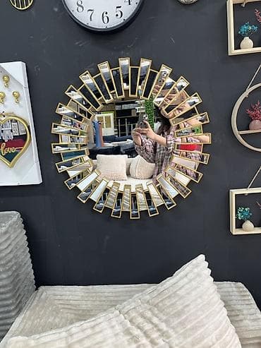 Зеркала: Зеркало настенное «Солнечный круг» - Форма: круглое. - Дизайн — 2