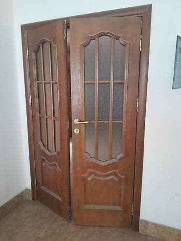 сткл: Двери для домов и квартир, Деревянная, Двухстворчатая, Со стеклом, цвет - Коричневый — 2