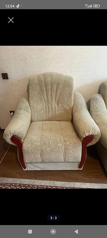 угловой диван с креслом: Комплект мягкой мебели, цвет - Бежевый — 2