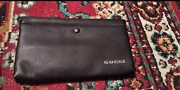 Мужской клатч/барсетка Gucci, черный - Материал: фактурная кожа (по