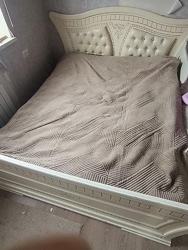 Спальный гарнитур, Двуспальная кровать, МДФ, цвет - Бежевый