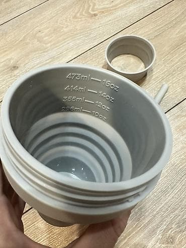 Кухонные принадлежности: Складной силиконовый стакан с крышкой и трубочкой - Объемы с — 2