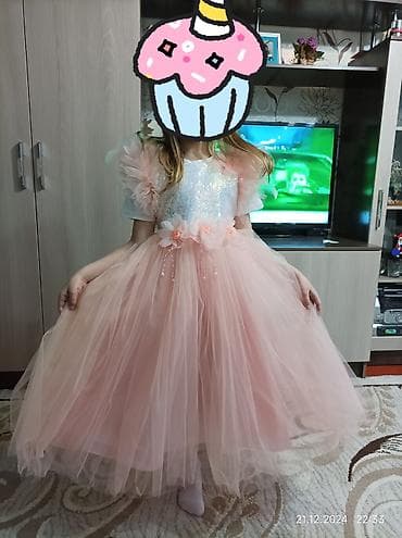 детские платья со шлейфом: Детское платье, цвет - Розовый — 4