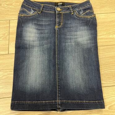 Турецкая джинсовая со стрейчом юбка сатылат алынган боюнча турат