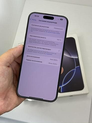 Техника и электроника: IPhone 16 Pro Max, Б/у, 256 ГБ, Black Titanium, Защитное стекло, Кабель, Коробка, 100 % — 3