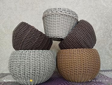 Плетёные кашпо-шары для комнатных растений - Форма: округлая (шар)