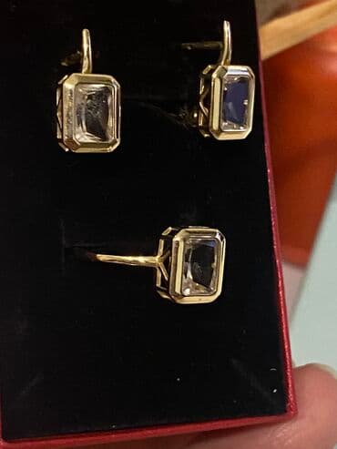 золотые серьги бу: Золотой набор! Желтое золото Италия ! Эксклюзив - натуральный камень — 4