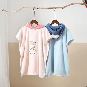 детские комбинезоны с капюшоном: Полотенце-накидка детский банный халат с капюшоном — 4