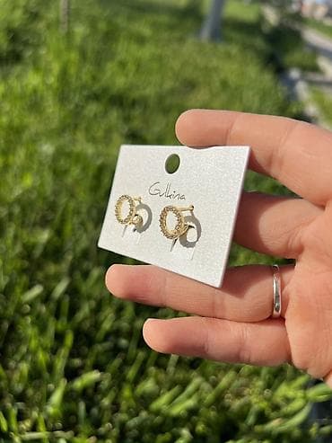 фурнитуру для бижутерии: Серьги-пусеты Gulkina - Дизайн: мини-кольца/петельки с фактурной — 4